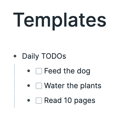 Tasks template